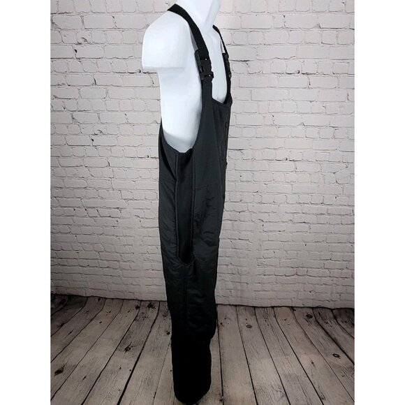 Lift Seven Black Front Zip Adjustable Lined Padded Snow Bib Pants Large L - Picture 13 of 14